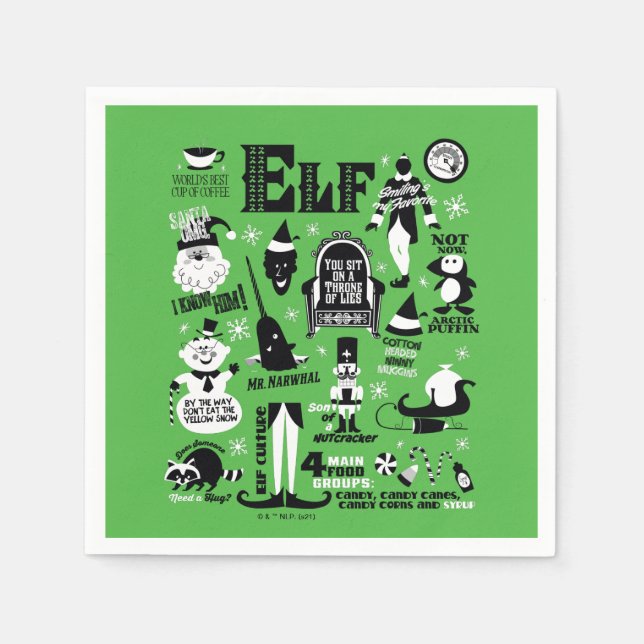 Elf Icons and Movie Quotes Napkin (Front)