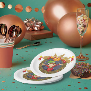 Elf In A Christmas Wreath Paper Plates