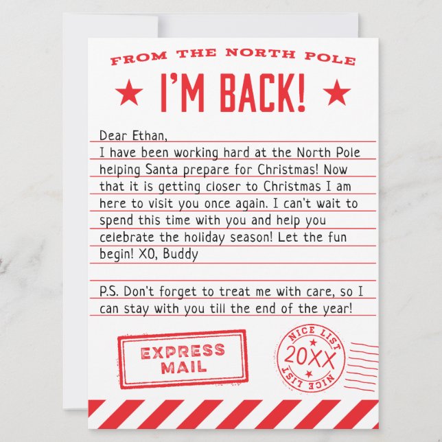 Elf is Back Holiday Card (Front)