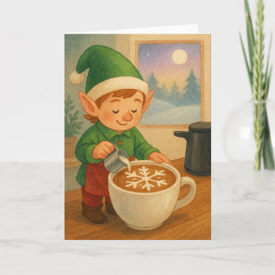 Elf Latte Art Holiday Card