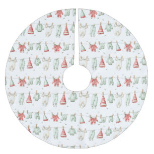 Elf Laundry Pattern Brushed Polyester Tree Skirt