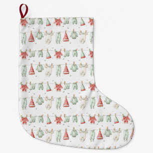 Elf Laundry Pattern  Large Christmas Stocking