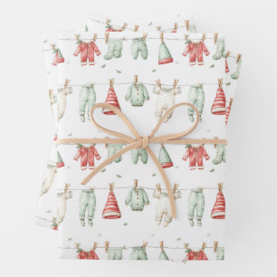 Elf Laundry Pattern Wrapping Paper Sheet