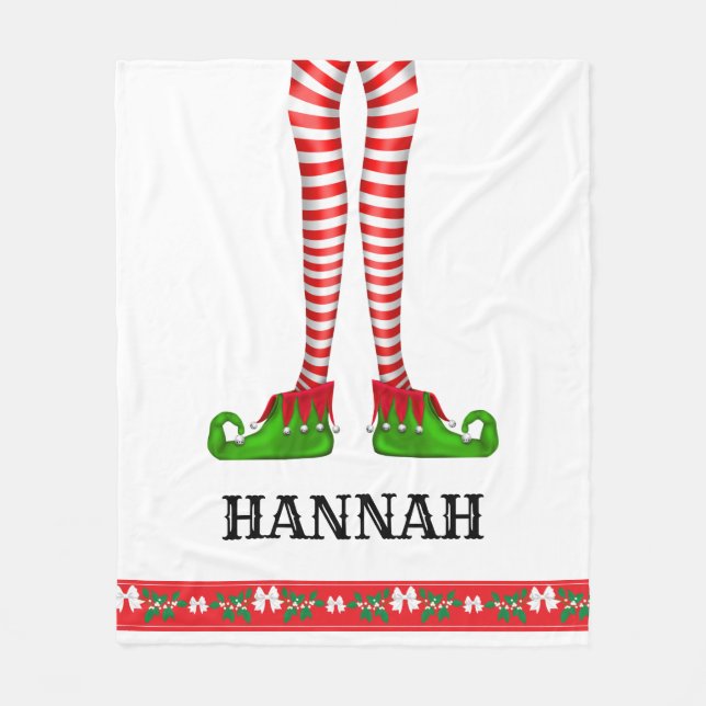 Elf Leg Child's Personalised Christmas Blanket (Front)