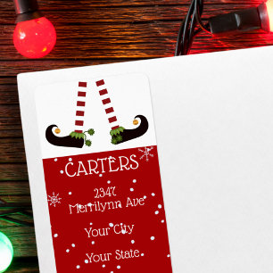 Elf Legs, Changeable Red Background Return Address Label