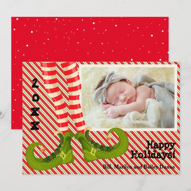 Elf Legs Christmas Photo Holiday Card (Front/Back)