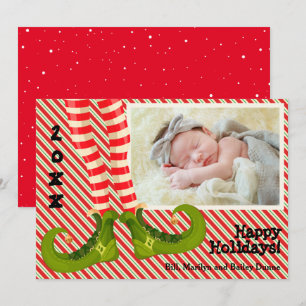 Elf Legs Christmas Photo Holiday Card