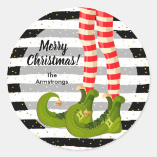 Elf Legs Merry Christmas Classic Round Sticker