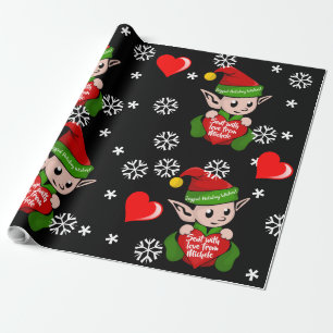 Elf Love Gift Wrap Personalised