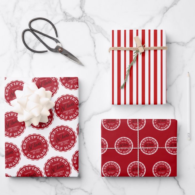 Elf Made | Wrapping Paper Flat Sheet Set of 3 (Front)