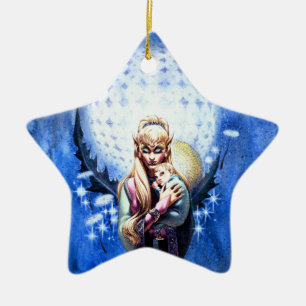 Elf Madonna Ceramic Tree Decoration