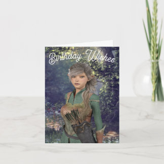 Elf Maiden in the Woods Birthday Card