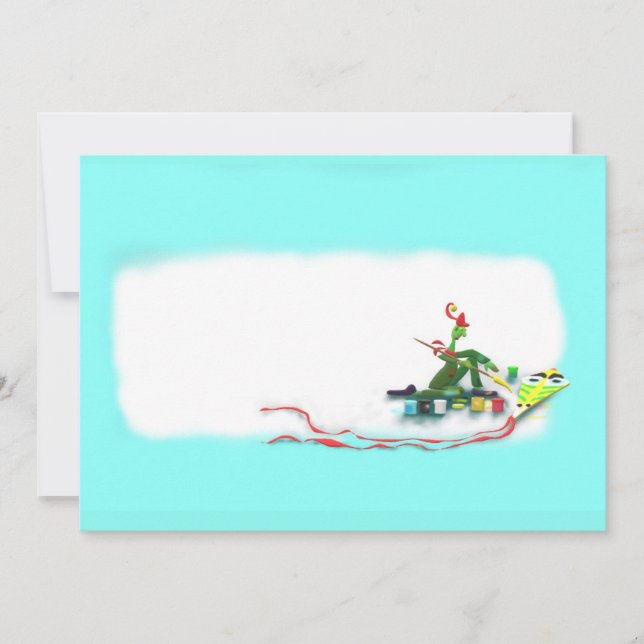Elf Making a Kite Thank You Card (Front)