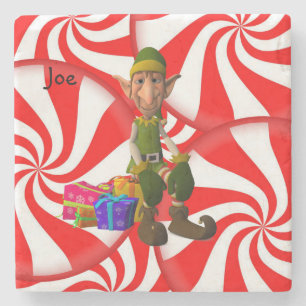Elf Marble Stone Coaster Christmas