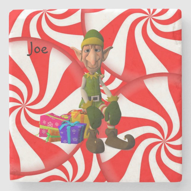 Elf Marble Stone Coaster Christmas (Front)