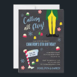 Elf Movie Kids Chalkboard Winter Birthday  Invitation<br><div class="desc">Invite all your family and Friends to your child's winter themed party with these Elf chalkboard invitations. Personalise by adding all your party details!</div>