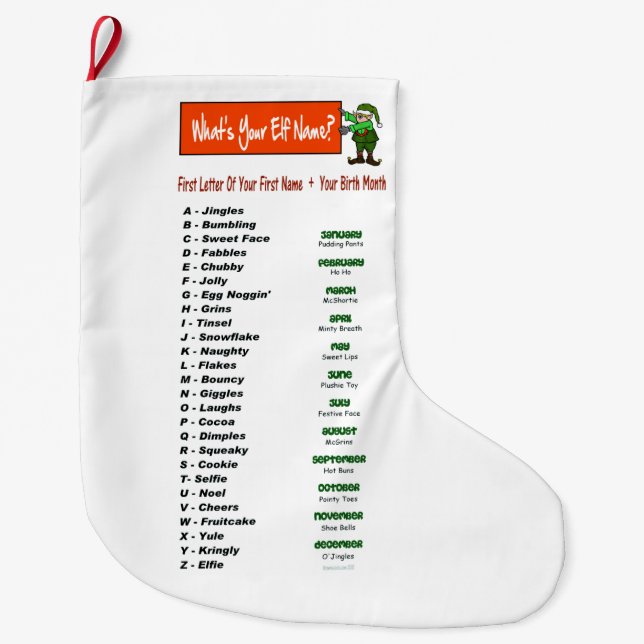 Elf Name Christmas Customise Stocking (Front)