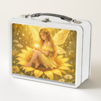 Elf on a Sunflower Metal Lunch Box
