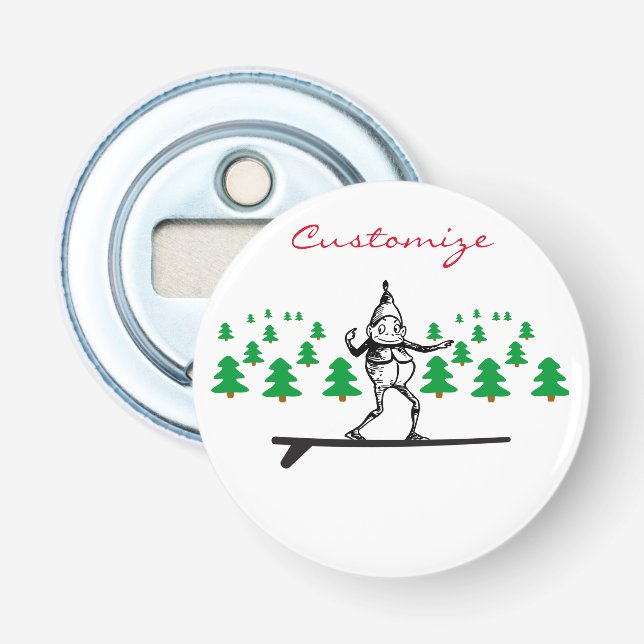 Elf on a Surfboard Thunder_Cove Bottle Opener (Front)