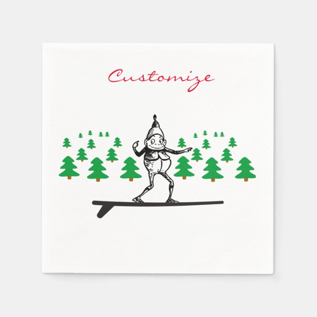 Elf on a Surfboard Thunder_Cove Napkin (Front)