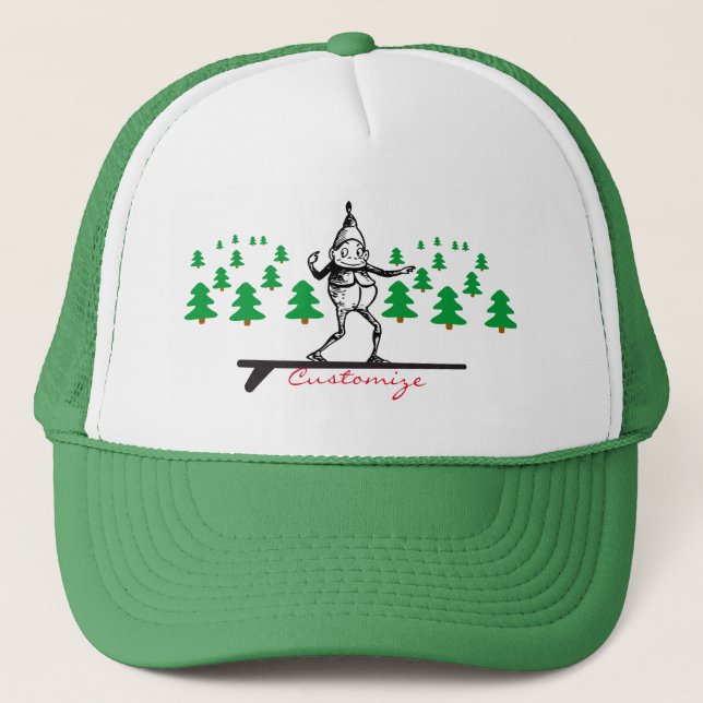 Elf on a Surfboard Thunder_Cove Trucker Hat (Front)