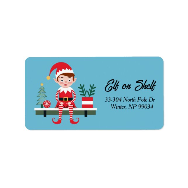 Elf-On-Shelf Christmas Return Address Label (Front)