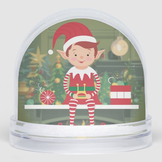 Elf on Shelf Christmas Snow Globe (Front)
