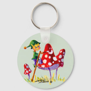 ELF PAINTIN MUSHROOM by SHARON SHARPE Key Ring