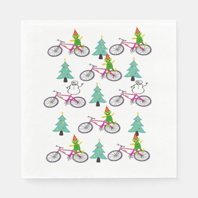 Elf Paper Napkins, Merry Christmas Tree Napkin (Front)