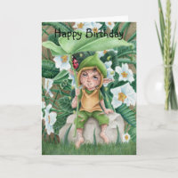 Elf Pixie And Ladybird Watercolour Birthday