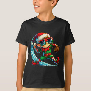Elf Playing Baseball As Tcher Boys Kids Teens Chri T-Shirt