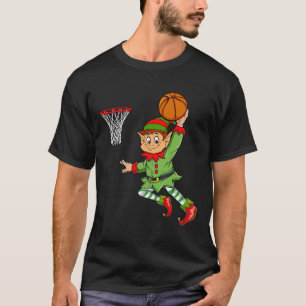Elf Playing Basketball Thanksgiving Christmas 2021 T-Shirt