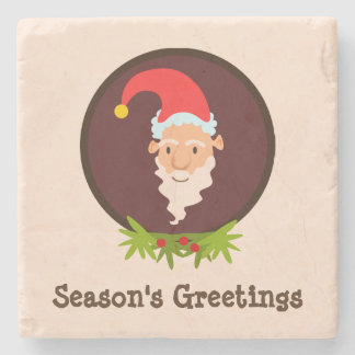 Elf Portrait Season's Greeting Stone Coaster
