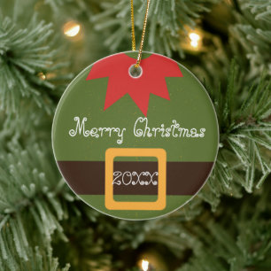 Elf Red Green Have Yourself Merry Little Christmas Ceramic Tree Decoration