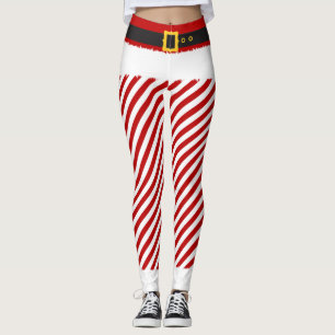 Elf Red Stripes Christmas Costume Leggings