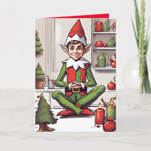 Elf Retro Concept Art Folded Holiday Card