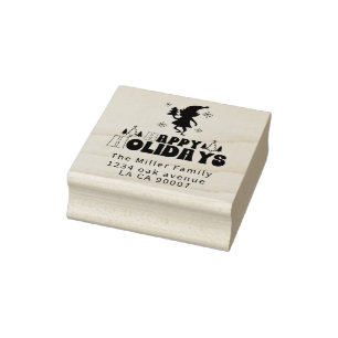 Elf retro Merry Christmas holiday Rubber Stamp