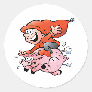 Elf Riding A Pig Stickers