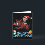 Elf Riding Boar Snowman Present Merry Christmas Da Card<br><div class="desc">Elf Riding Boar Snowman Present Merry Christmas Day Lover</div>