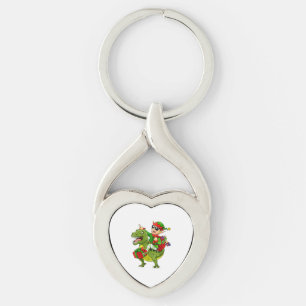ELF Riding Dinosaur T Rex Boys Men Merry Christmas Key Ring