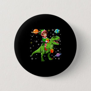 Elf Riding T-rex Colorful Christmas Boxes Space Pl 6 Cm Round Badge