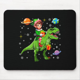 Elf Riding T-rex Colorful Christmas Boxes Space Pl Mouse Mat