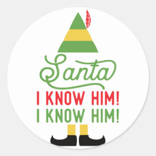 Elf Santa I know Him Christmas Stickers
