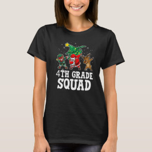 Elf Santa Reindeer Christmas Tree Dabbing 4th Grad T-Shirt