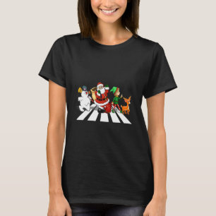 Elf Santa Snowman Reindeer Road Merry Christmas Pa T-Shirt