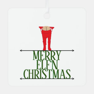 Elf Shenanigans Christmas Greeting Sign Metal Tree Decoration