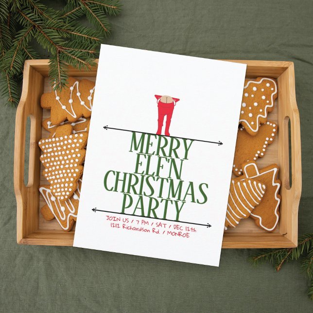 Elf Shenanigans Funny Christmas Party Invitation (Creator Uploaded)