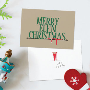 Elf Shenanigans Greeting Sign Christmas Card