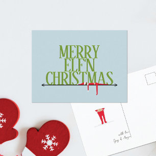 Elf Shenanigans Greeting Sign Christmas Postcard