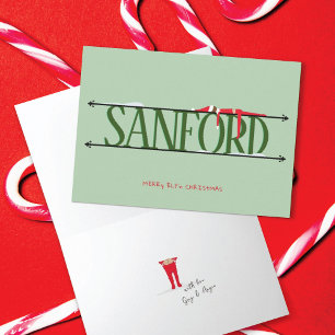 Elf Shenanigans Name Sign Green Folded Card